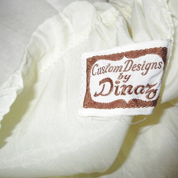 60s Vtg Dinaz Long Petticoat Waist Slip Size XL Eyelet Ruffle Tier Butter Yellow - Picture 7 of 12